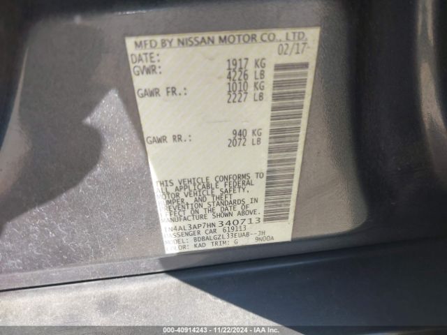 1N4AL3AP7HN340713 Nissan Altima 2.5 S