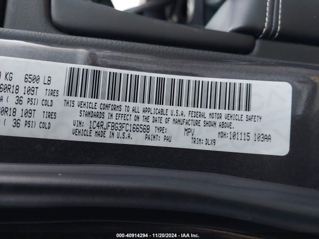 1C4RJFBG3FC166568 Jeep Grand Cherokee Limited