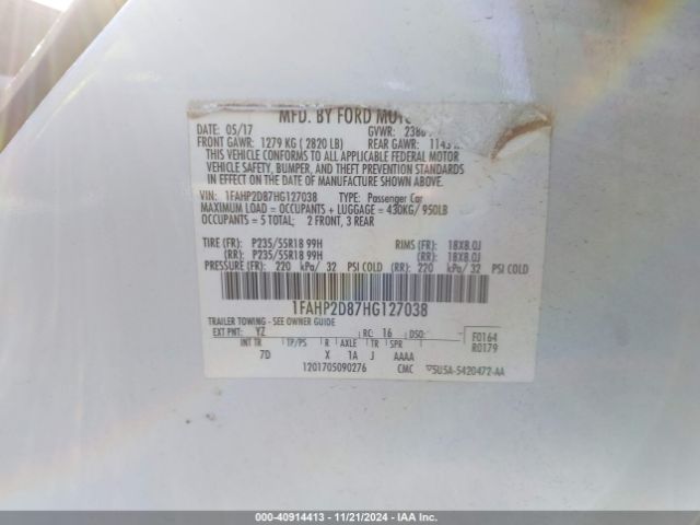 1FAHP2D87HG127038 Ford TAURUS SE