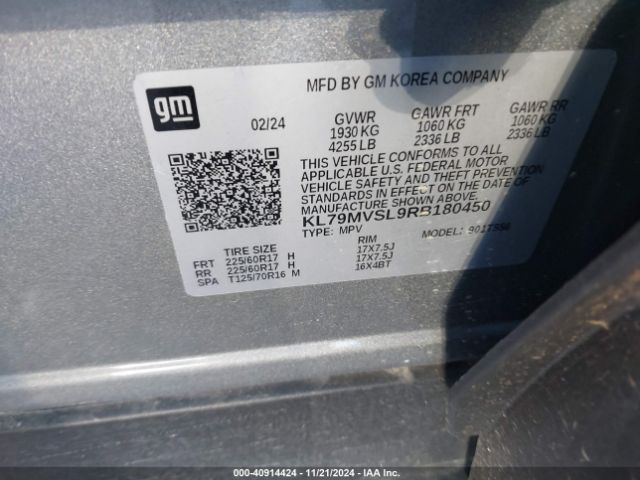 KL79MVSL9RB180450 Chevrolet Trailblazer Fwd Activ