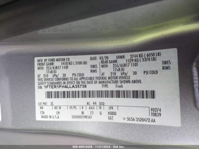1FTER1FH4LLA35738 Ford Ranger Xlt
