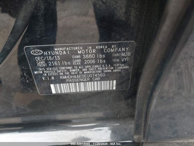 KMHDH4AE0EU074560 Hyundai ELANTRA SE