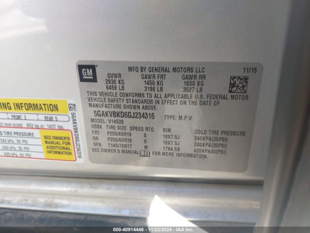 5GAKVBKD6GJ234316 Buick Enclave Leather