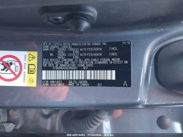 2T2BZMCA2GC006663 Lexus RX 350