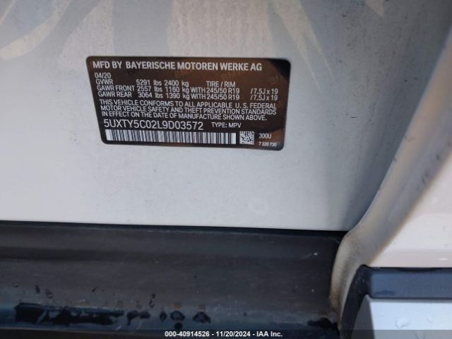 5UXTY5C02L9D03572 BMW X3 Xdrive30i