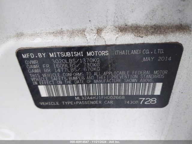 2015 MITSUBISHI MIRAGE ML32A4HJ1FH002668 Photo 8