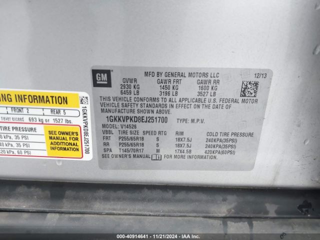1GKKVPKD8EJ251700 GMC Acadia Sle-2