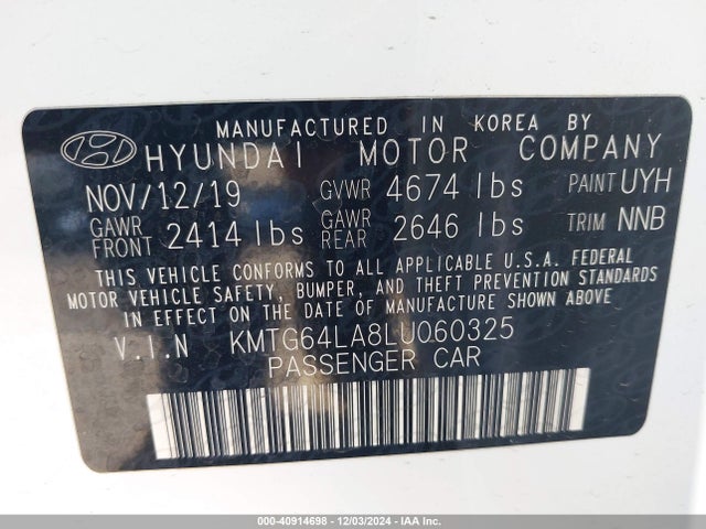 KMTG64LA8LU060325 Genesis G70 2.0t Rwd