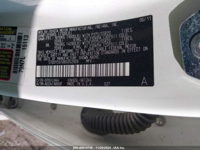 2011 TOYOTA SEQUOIA 5TDDY5G10BS052928 Photo 8