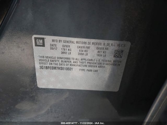 3G1BF6SM7HS610601 Chevrolet Cruze Premier Auto