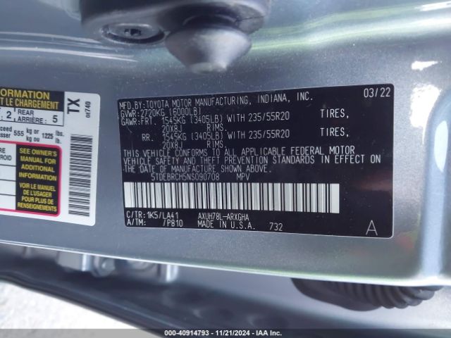 5TDEBRCH5NS090708 Toyota Highlander Hybrid Platinum