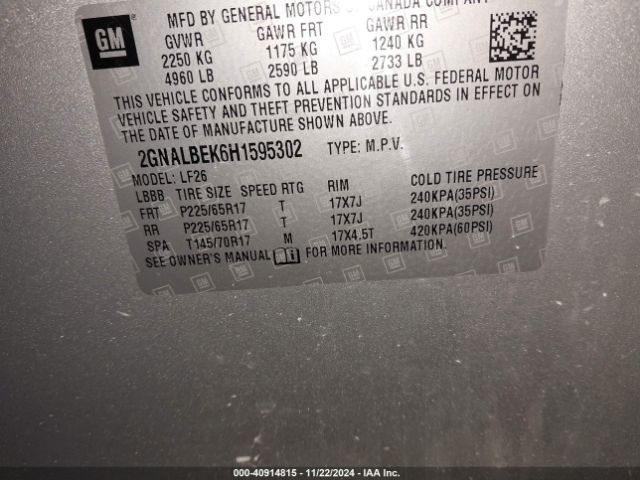 Chevrolet EQUINOX LS 2017 2GNALBEK6H1595302 Image 9