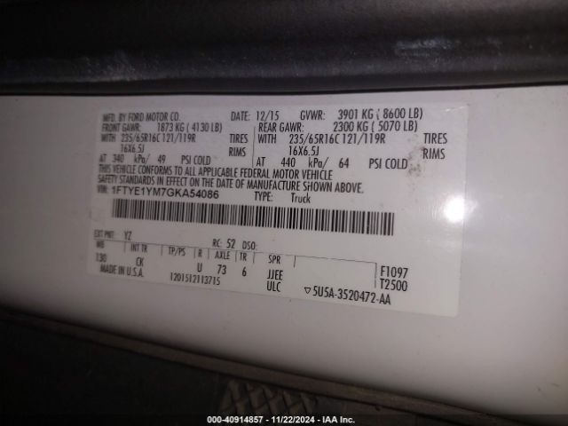1FTYE1YM7GKA54086 Ford Transit-150