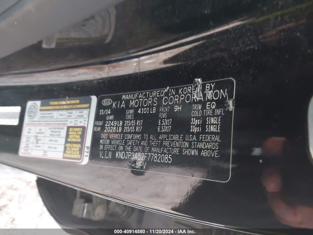 KIA SOUL + 2015 KNDJP3A52F7782085 Image 9