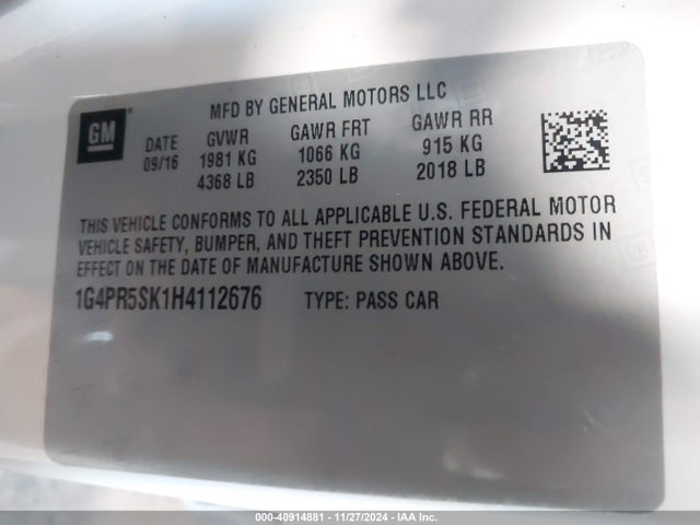 1G4PR5SK1H4112676 Buick Verano Sport Touring