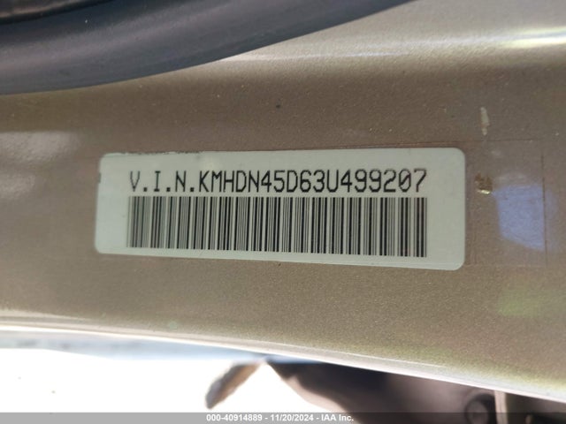 2003 Hyundai Elantra Gls/gt მანქანა იყიდება აუქციონზე, vin: KMHDN45D63U499207, აუქციონის ნომერი: 40914889