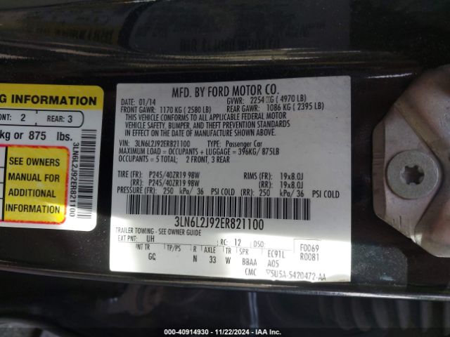 3LN6L2J92ER821100 Lincoln MKZ