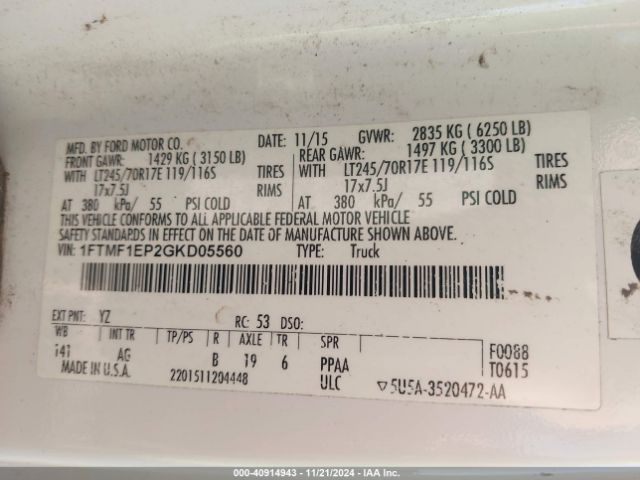 1FTMF1EP2GKD05560 Ford F-150 Xl