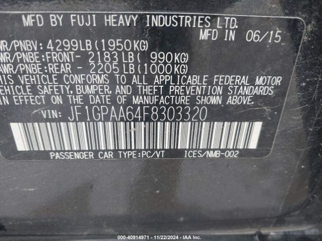 JF1GPAA64F8303320 Subaru Impreza 2.0i