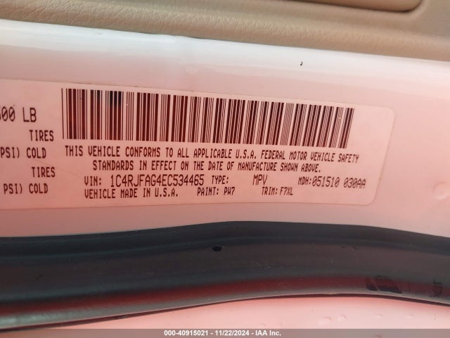 Jeep Grand Cherokee Laredo 2014 1C4RJFAG4EC534465 Image 9