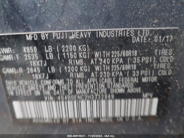 4S4BSENC2H3332949 Subaru Outback 3.6r Limited