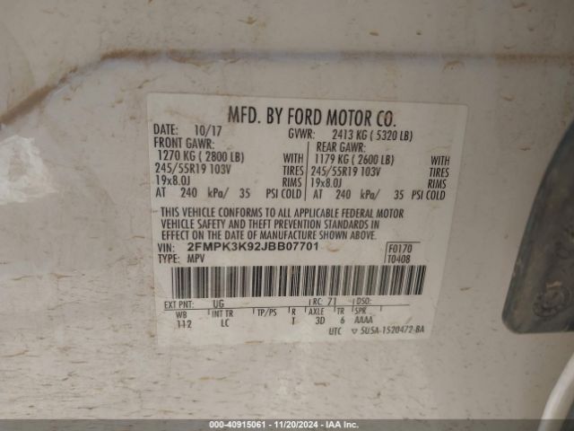 2018 FORD EDGE 2FMPK3K92JBB07701 Photo 8