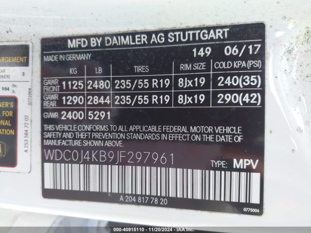 WDC0J4KB9JF297961 Mercedes-Benz Glc 300 Coupe 4matic