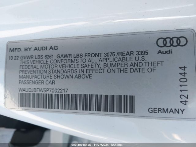 WAUDJBFW5P7002217 Audi E-tron Gt Prestige Quattro