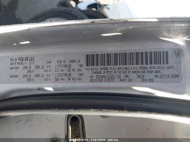 RAM 2500 Tradesman  4x2 8' Box 2018 3C6UR4HJ3JG211161 Image 8