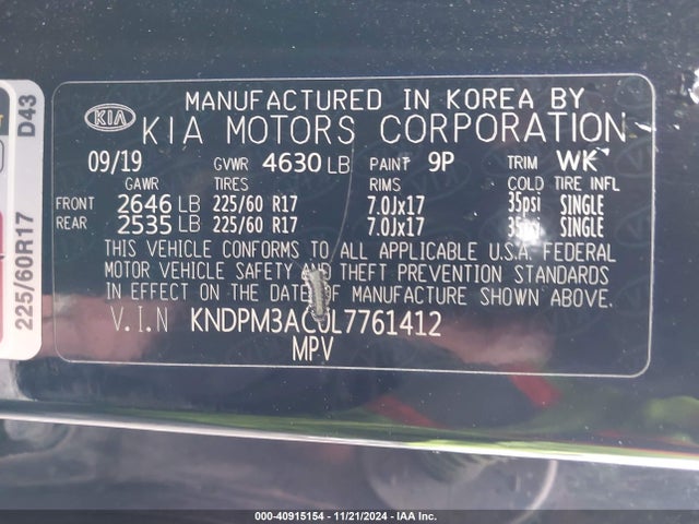 KIA Sportage Lx 2020 KNDPM3AC0L7761412 Image 9