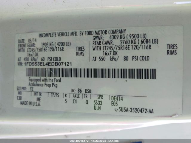 1FDSS3EL4EDB07121 Ford E-350 Super Duty Commercial
