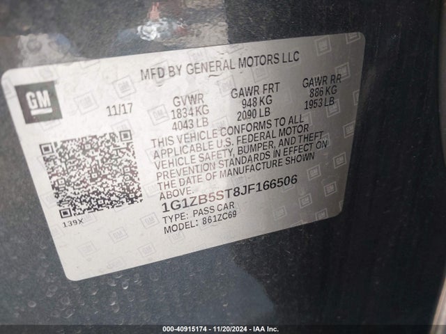 Chevrolet Malibu 1ls 2018 1G1ZB5ST8JF166506 Image 9