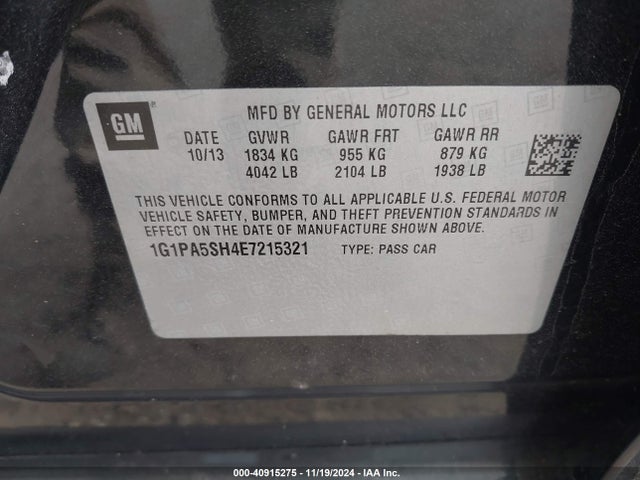 Chevrolet Cruze Ls Auto 2014 1G1PA5SH4E7215321 Image 9