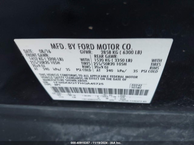 Ford EXPLORER SPORT 2017 1FM5K8GT7HGA45725 Image 9