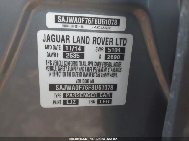 SAJWA0F76F8U61078 Jaguar Xf 3.0 Portfolio/3.0 Sport