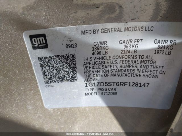 1G1ZD5ST6RF128147 Chevrolet Malibu Fwd 1lt