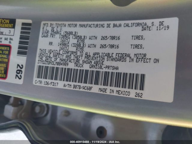 3TMDZ5BN3LM084989 Toyota Tacoma Trd Off-road