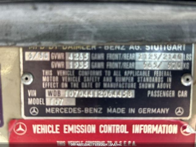 1980 MERCEDES BENZ 450SL WDB10704412064458 Photo 8
