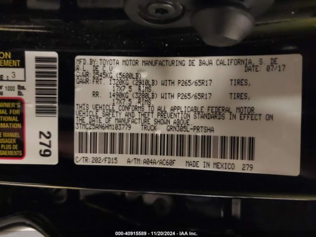 3TMCZ5AN6HM103779 Toyota Tacoma Trd Sport