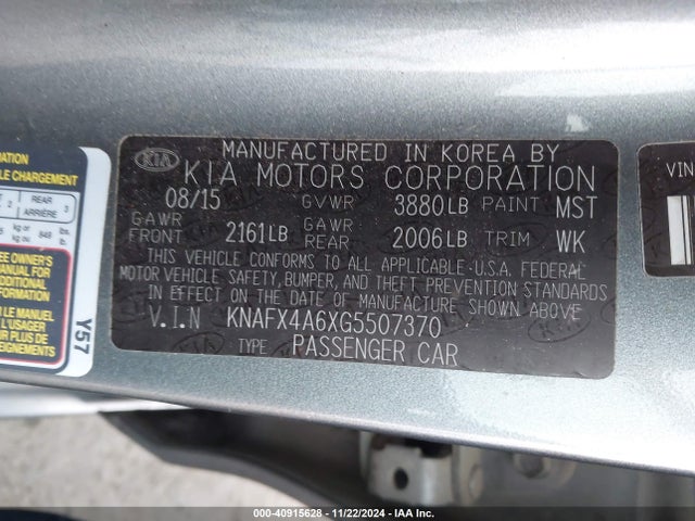 KIA FORTE LX 2016 KNAFX4A6XG5507370 Image 9