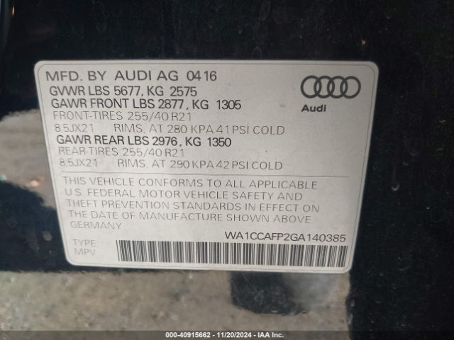 WA1CCAFP2GA140385 Audi Sq5 3.0t Premium Plus