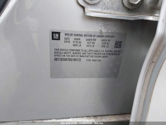 Chevrolet Impala 1fl 2016 2G11X5SA7G9188172 Image 9
