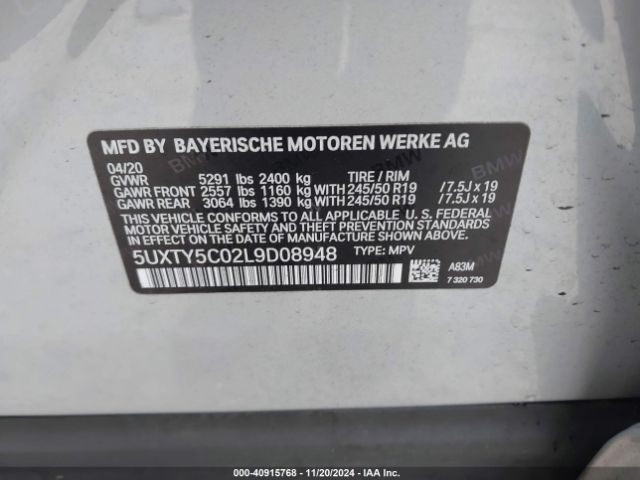 5UXTY5C02L9D08948 BMW X3 Xdrive30i
