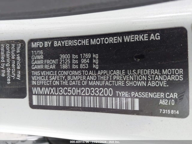 2017 MINI HARDTOP WMWXU3C50H2D33200 Photo 8