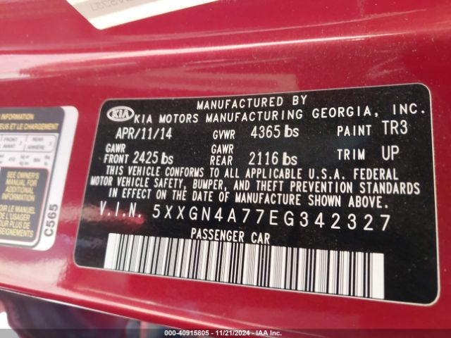 5XXGN4A77EG342327 KIA OPTIMA EX