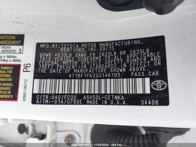 Toyota CAMRY LE 2016 4T1BF1FK2GU146193 Image 9
