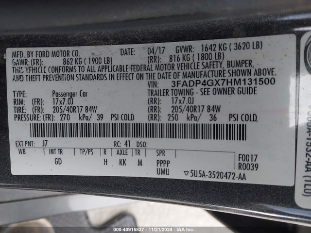 Ford FIESTA ST 2017 3FADP4GX7HM131500 Image 9