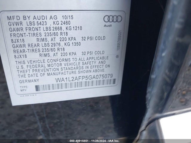 Audi Q5 2.0t Premium 2016 WA1L2AFP5GA075079 Image 9