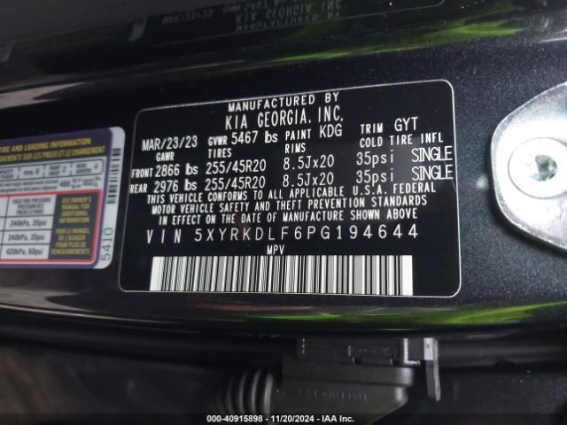 5XYRKDLF6PG194644 KIA SORENTO SX