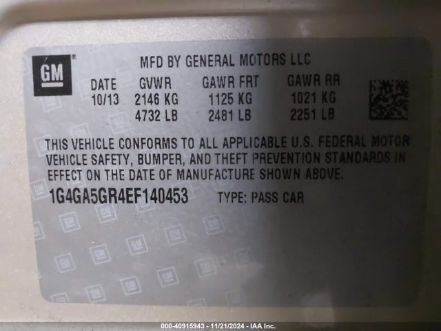 1G4GA5GR4EF140453 Buick Lacrosse